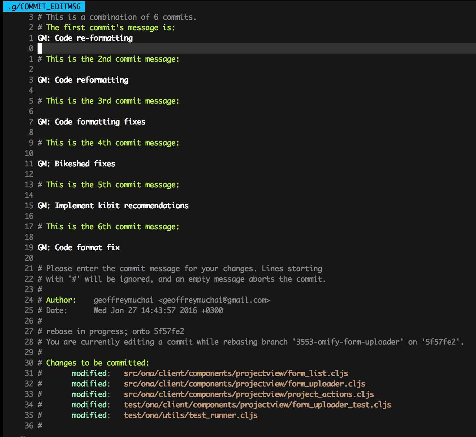 Squashing Commits with an Interactive Git Rebase Ona