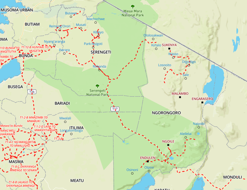 Example of a hard copy route map